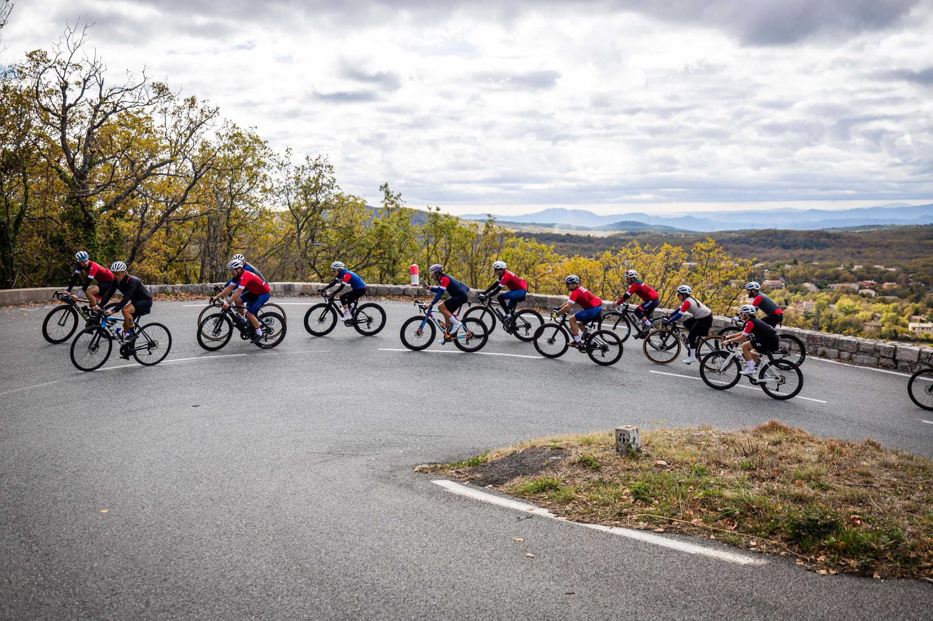 A group cycling ride through the countryside