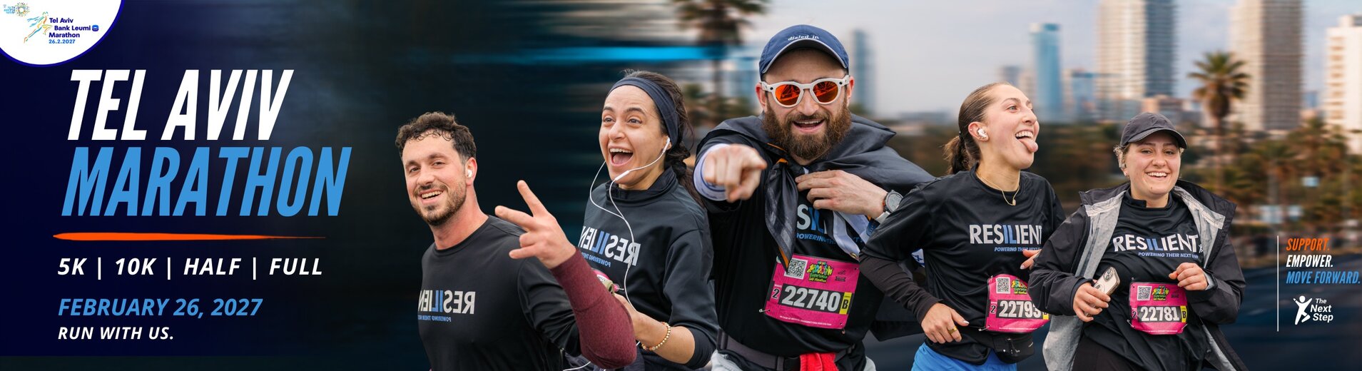 Tel Aviv Marathon — 5K, 10K, half and full, February 26, 2027. Run with us.